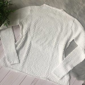 Elle Cable Knit Sweater White Womens Large